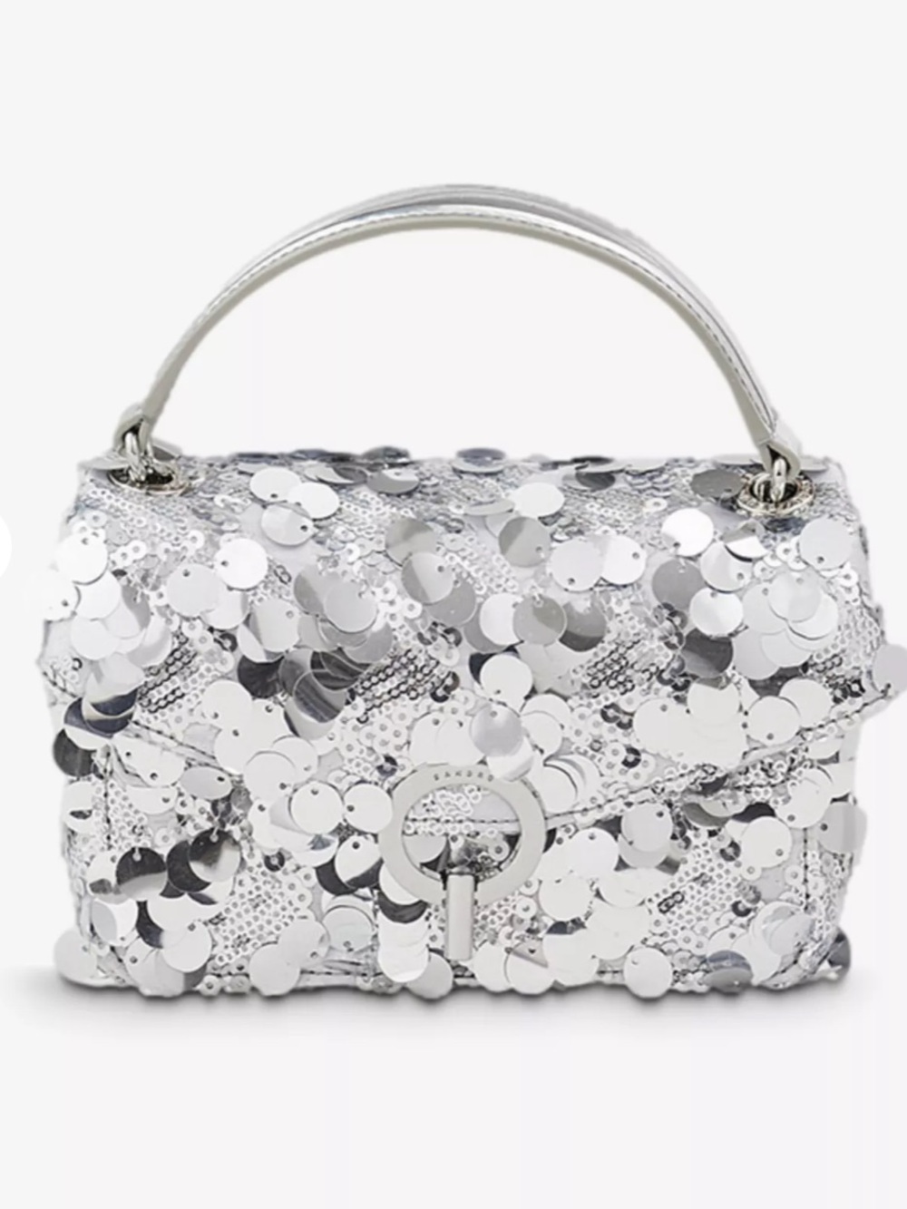 SANDRO Silver Sequin Chain Shoulderw Bag - Elegant Evening Crossbody
